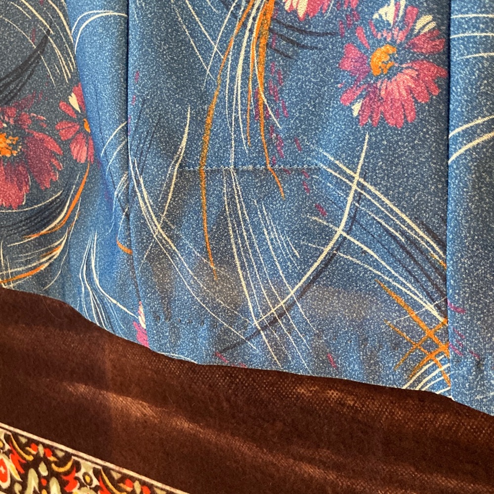Vintage Blue Floral Zip-Front Midi Dress with Belt & Pockets - Picture 7 of 7